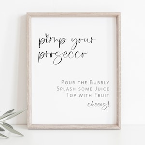 Pimp Your Prosecco Sign, Mimosa Bar Sign, Printable Bar Sign, Pimp Your Prosecco, Edit with TEMPLETT, Editable Sign, WLP-SIL 4220