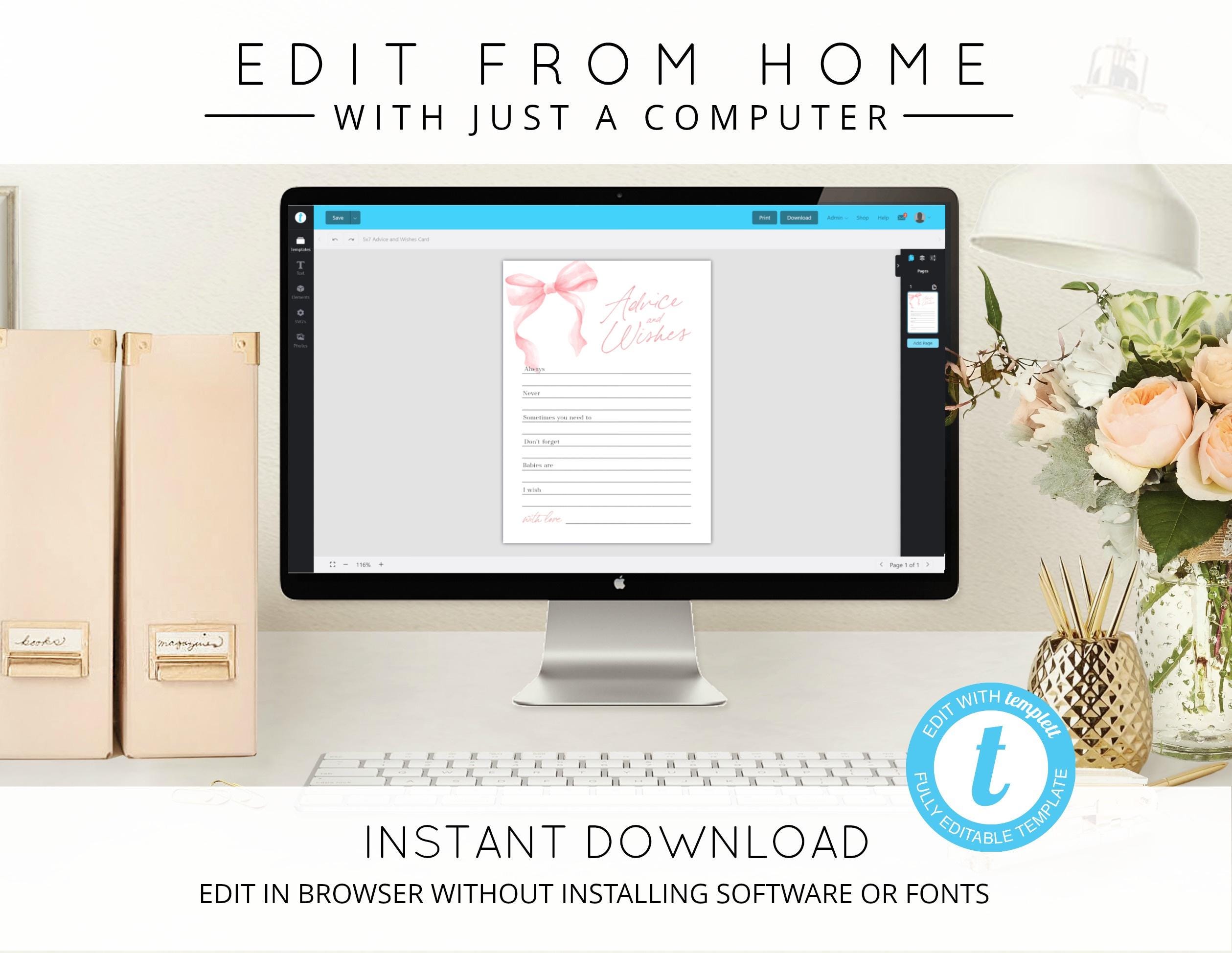Menu 8191 Bow Menu Card, Pink Bow Menu Template, Instant Download, Coquette ...