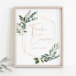 Greenery Thank You Favors Sign, Thank you Favors Sign, Printable Thank You Sign, Shower Sign, Edit with TEMPLETT, WLP-GBR 4334