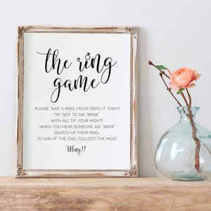 The Ring Game, Bridal Shower Game Sign, Bridal Shower Sign Template, Bridal Ring Game, Ring Game Sign, Edit with TEMPLETT, WLP-SOU 768 image 2