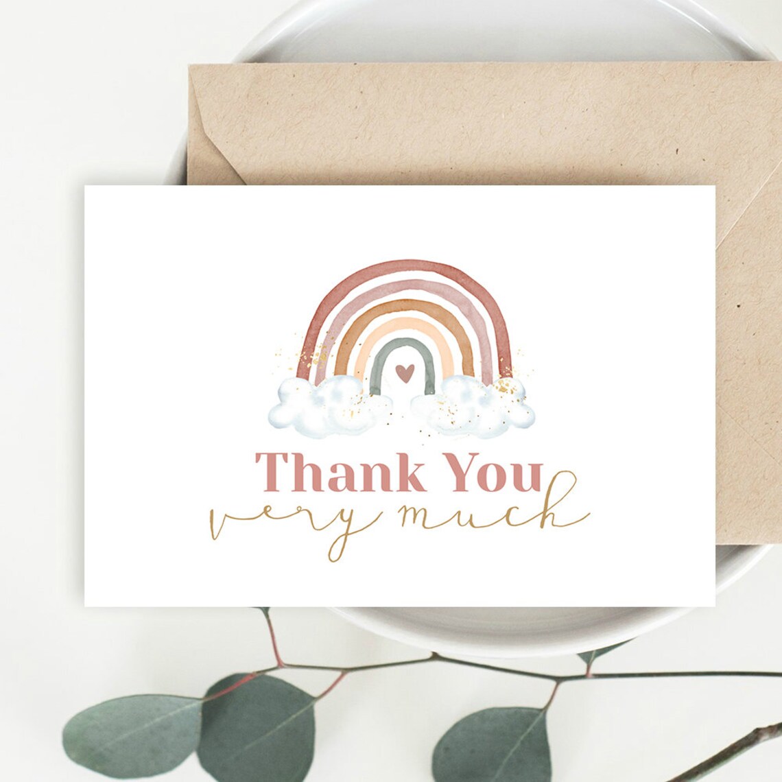 Rainbow Thank You Card Template Thank You Card Printable | Etsy