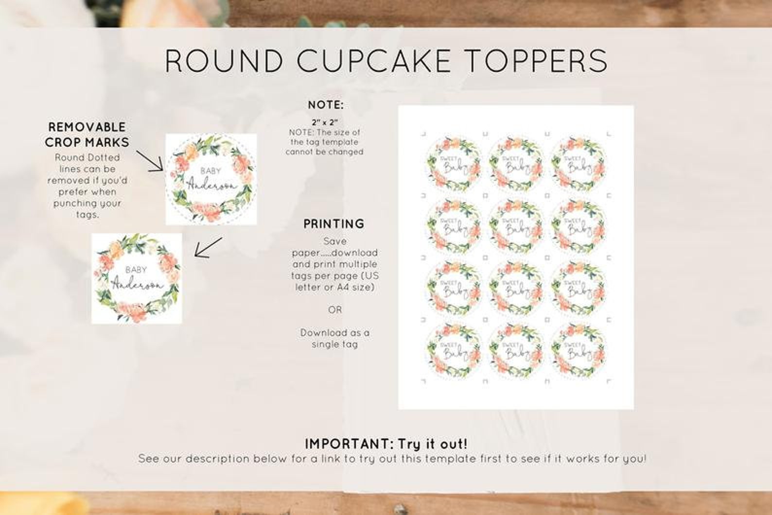 Greenery Baby Shower Cupcake Toppers Printable Cupcake | Etsy