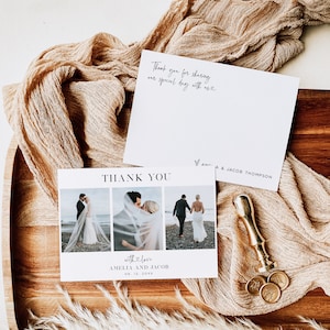 Photo Thank You Card, Minimalist Wedding Thank You Card, Calligraphy Thank you Card, Editable Template, with TEMPLETT, WLP-PAL 7321