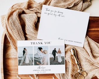 Photo Thank You Card, Minimalist Wedding Thank You Card, Calligraphy Thank you Card, Editable Template, with TEMPLETT, WLP-PAL 7321