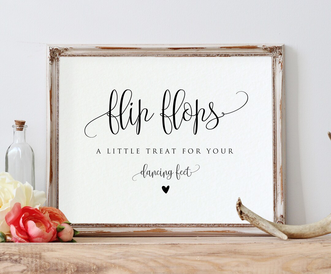 Flip Flops Wedding Sign Printable, Wedding Sign Template, Dancing Feet ...