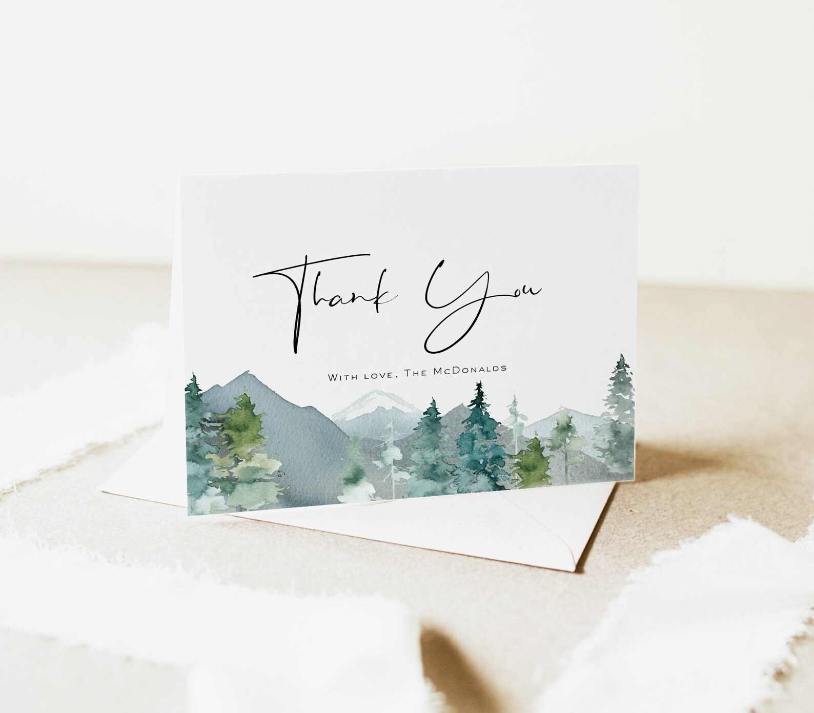 Mountain Thank You Card Template, Thank You Card Printable, Thank You ...