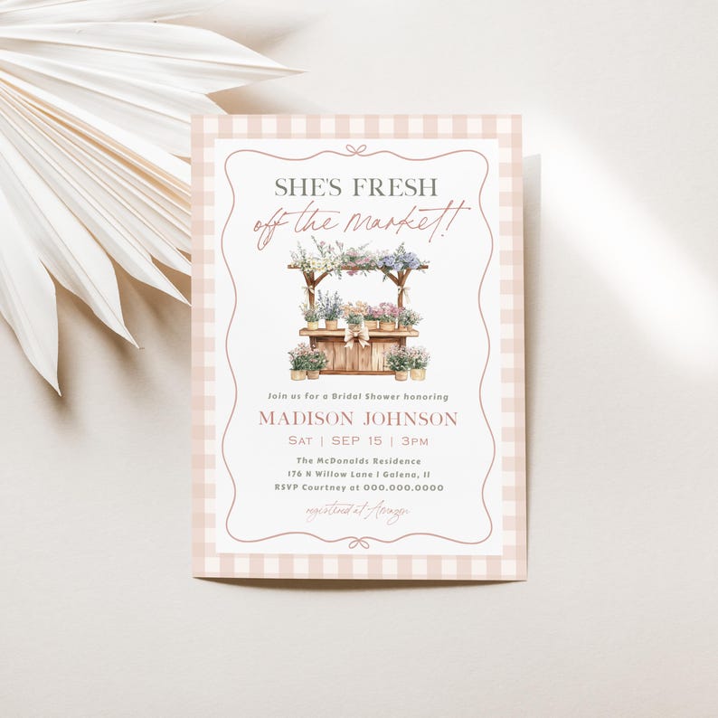 She's Fresh Off the Market Bridal Shower Invitation, Flower Stand Bridal Invitation, Bridal Shower Invitation, Edit w TEMPLETT