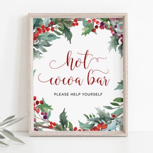 Hot Cocoa Bar Sign, Printable Hot Chocolate Bar Sign, Christmas Baby shower, Holiday Baby Shower, Dessert Bar Sign, TEMPLETT, WLP-HOL 3914