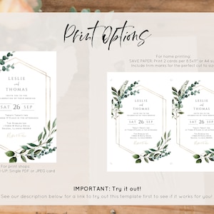 Greenery Wedding Invitation Template, Printable Wedding Invitation, Wedding Invitation, Edit with TEMPLETT, Instant Download, WLP-GBR 4241 image 6