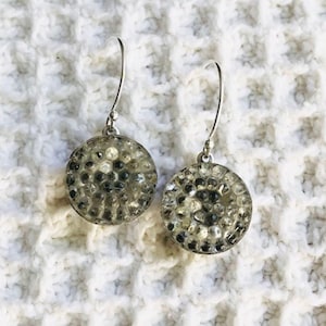 Antique 1930s Hobnail Glass Button Earrings-Vintage Earrings-Sterling Silver-Button Jewelry-Art Deco Earrings-Repurposed Upcycled Earrings