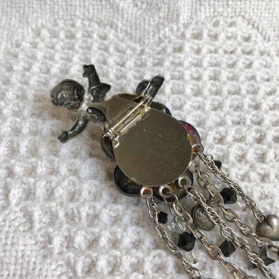 Unique Cherub Brooch with Antique Buttons-Vintage… - image 4