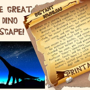 Dinosaur Escape Room Kit Printable | Classroom & Party Escape Room Game for Kids | STEM Problem Solving Activity (PDF)
