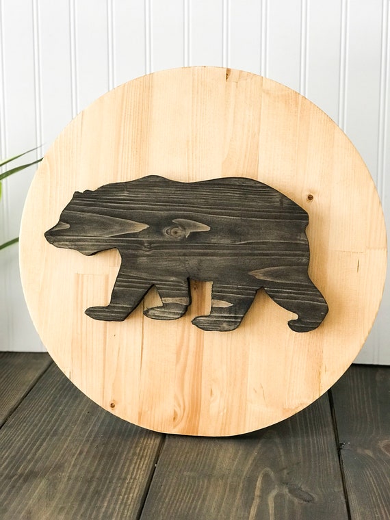 Wooden Bear Sign Wooden Nursery Decor Cabin Sign Bear Etsy