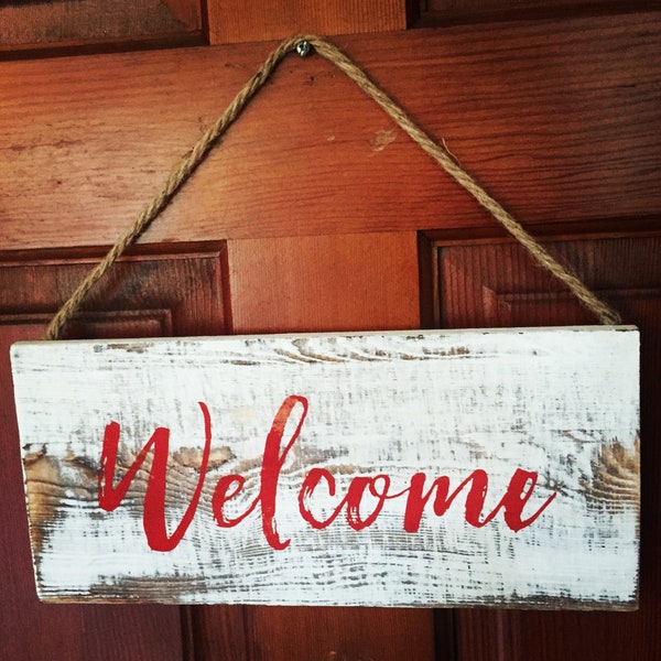 Rustic white wash welcome sign
