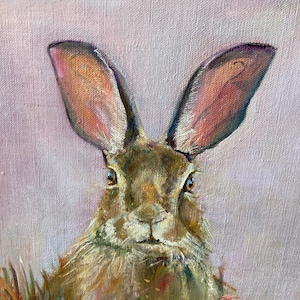Hare art canvas of oil painting animal picture rabbit bunny by Julie McLean Art