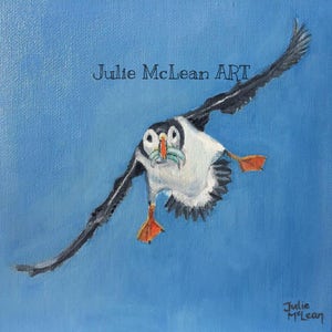 Puffin art, puffin print, puffin picture, puffin painting, Scottish Puffin art, Scottish Puffin Print, Julie McLean, Julie McLean ART