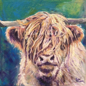 Highland cow canvas, highland cow art, highland cow print, highland cow picture, highland cow painting, Julie McLean