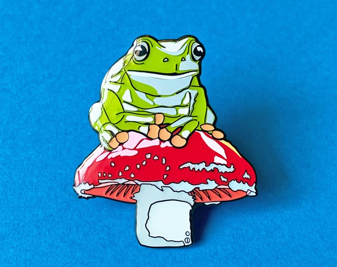 Mushroom Frog Pin