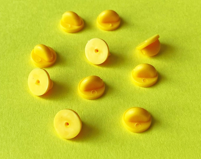Yellow Rubber Pin Backs [10]