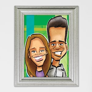 Custom Caricature - Great Gift Idea for Holidays/Birthdays/Anniversaries/Employees - Personalized Cartoon Drawing - Live Theme Park Style