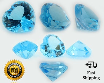 Loose Heart Shape Genuine Natural Blue Topaz Stone Single November Birthstone 5mm - 13mm