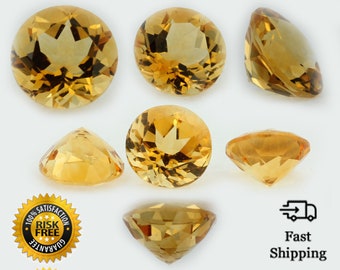 Loose Round Cut Genuine Natural Citrine Stone Single Yellow November Birthstone Shape 1.5mm - 10mm