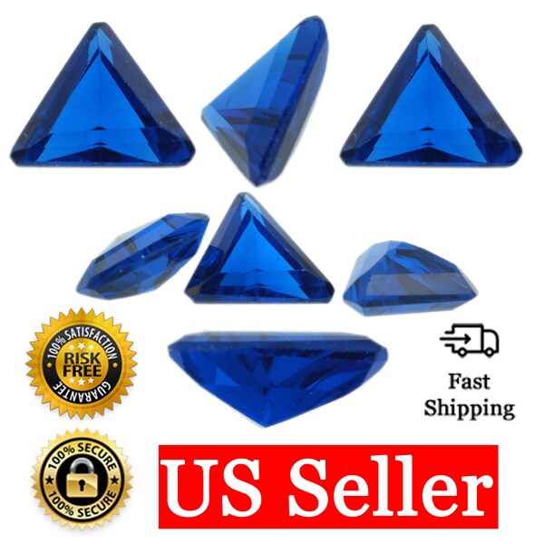 Loose Triangle Cut Sapphire CZ Stone Single Blue Cubic Zirconia September Birthstone 4mm - 8mm