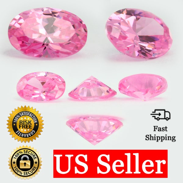 Loose Oval Shape Cut Pink Sapphire CZ Stone Single Cubic Zirconia October Birthstone 5x3mm - 12x10mm