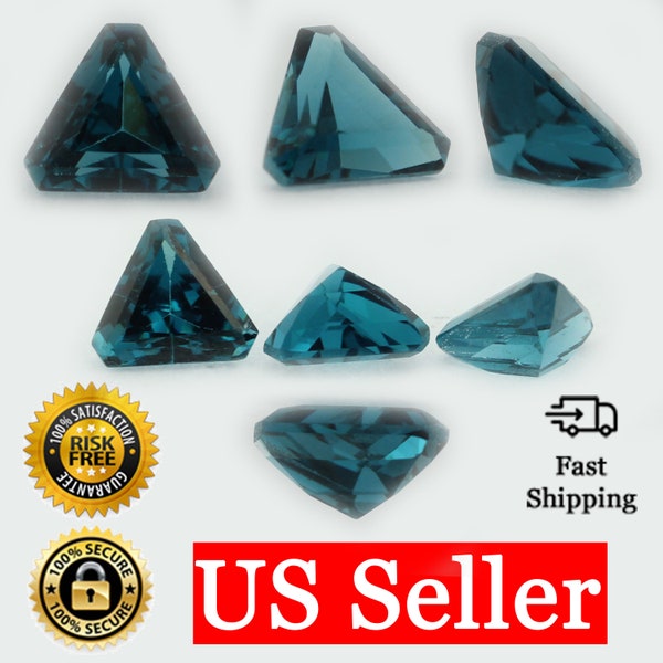 Loose Triangle Shape Cut Blue Zircon CZ Stone Single Cubic Zirconia December Birthstone 4mm - 7mm