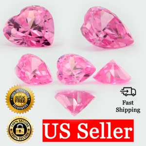 Loose Heart Shape Cut Pink Sapphire CZ Stone Single Cubic - Etsy