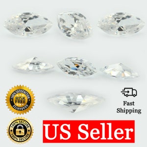 Loose Marquise Cut Clear CZ Stone Single Cubic Zirconia April Birthstone Shape 3x1.5mm - 16x8mm