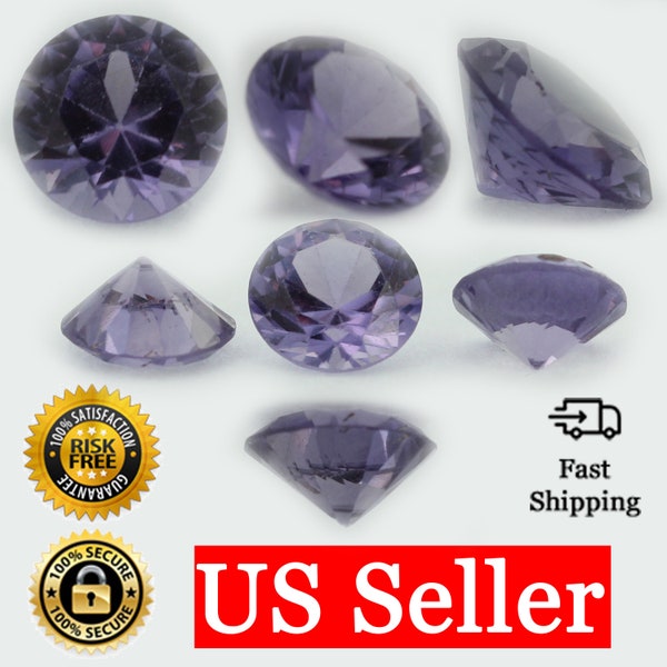 Loose Round Cut Alexandrite CZ Stone Single Purple Cubic Zirconia Birthstone 2.50mm - 12mm