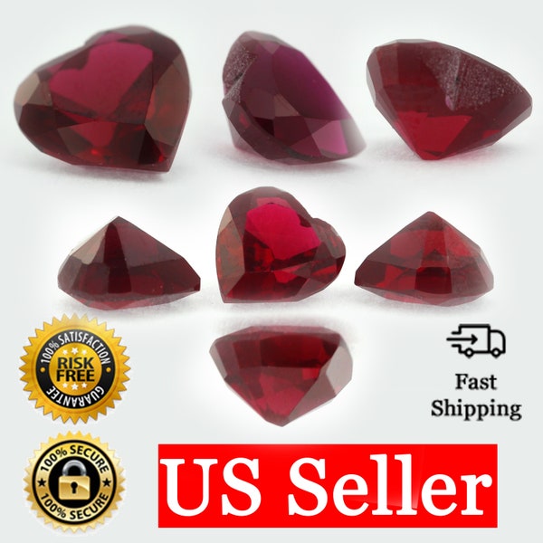 Loose Heart Shape Cut Garnet CZ Stone Single Red Cubic Zirconia January Birthstone 4mm - 10mm