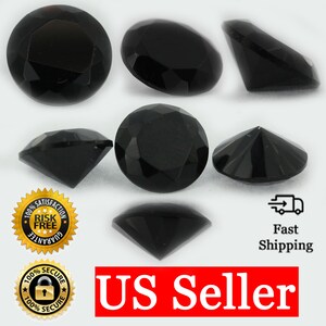 Loose Round Cut Black Onyx CZ Stone Single Cubic Zirconia Birthstone Shape 1mm 12mm image 1