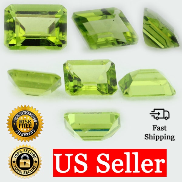 Loose Emerald Cut Genuine Natural Peridot Stone Single Green August Birthstone Shape 7x5mm - 10x8mm