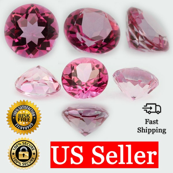 Loose Round Cut Genuine Natural Pink Topaz Stone Single October Birthstone Shape 2mm - 12mm