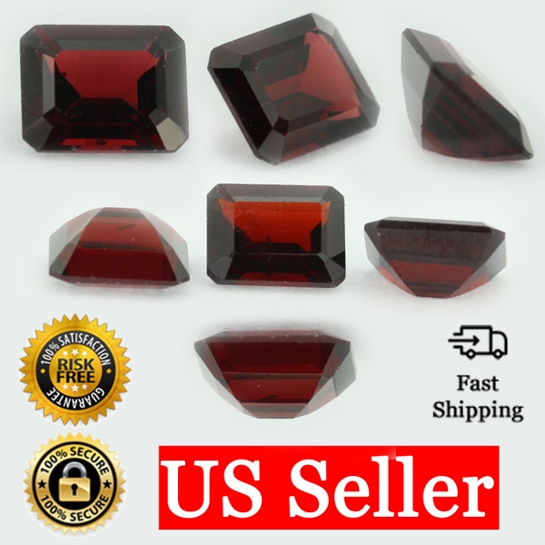 Loose Emerald Cut Genuine Natural Garnet Stone Single Almandine Red January Birthstone 8x6mm - 12x10mm