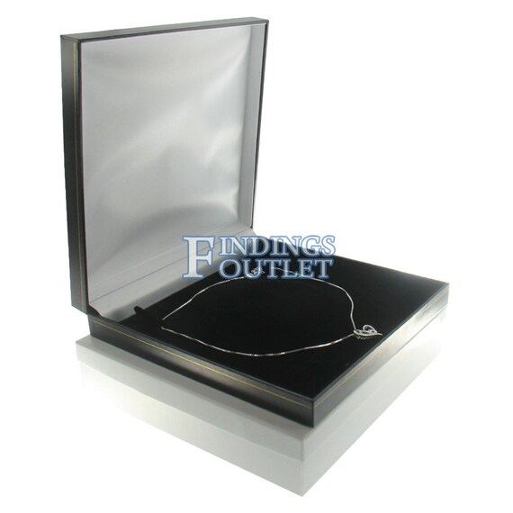 Black Faux Leather Chain Necklace Box Display Jewelry… - Gem