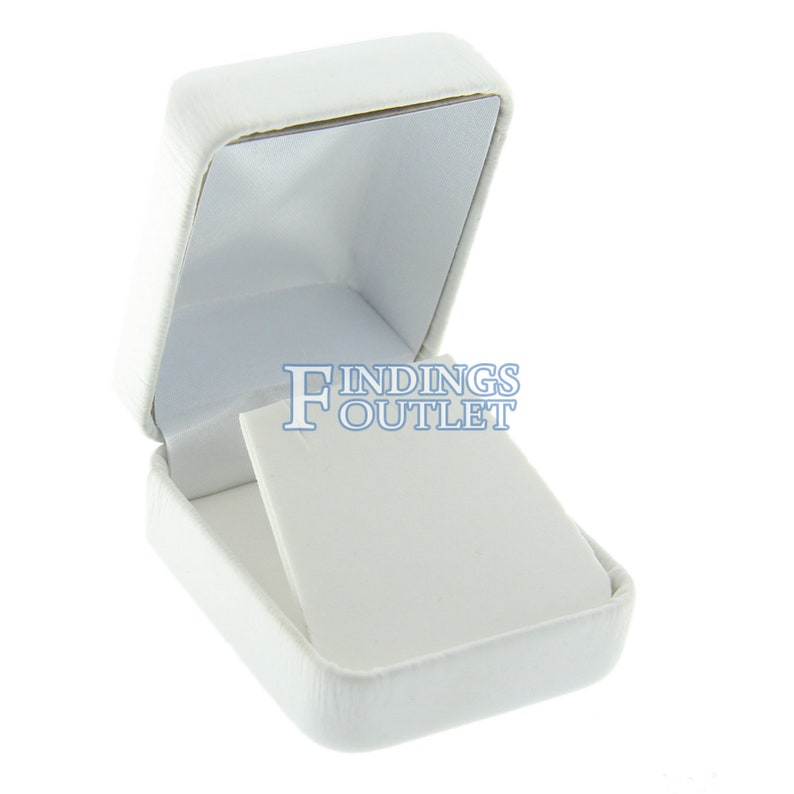 White Faux Leather Stud Earring Box Display Jewelry Gift Box Classic Style