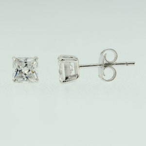 Sterling Silver 925 Birthstone Stud Earrings Princess Cut CZ Womens Babys Girls image 5