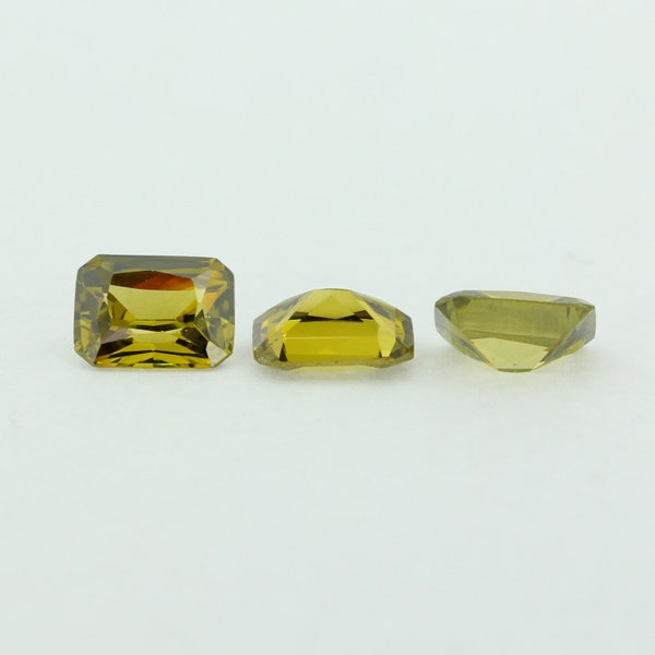 Loose Emerald Cut Peridot CZ Stone Single Cubic Zirconia August Birthstone Shape 5x3mm - 10x8mm