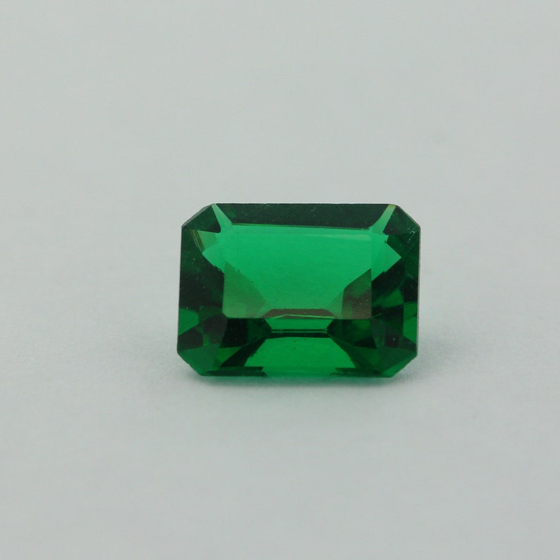Loose Emerald Cut Emerald CZ Stone Single Green Cubic Zirconia May Birthstone 9x7mm 12x10mm image 2