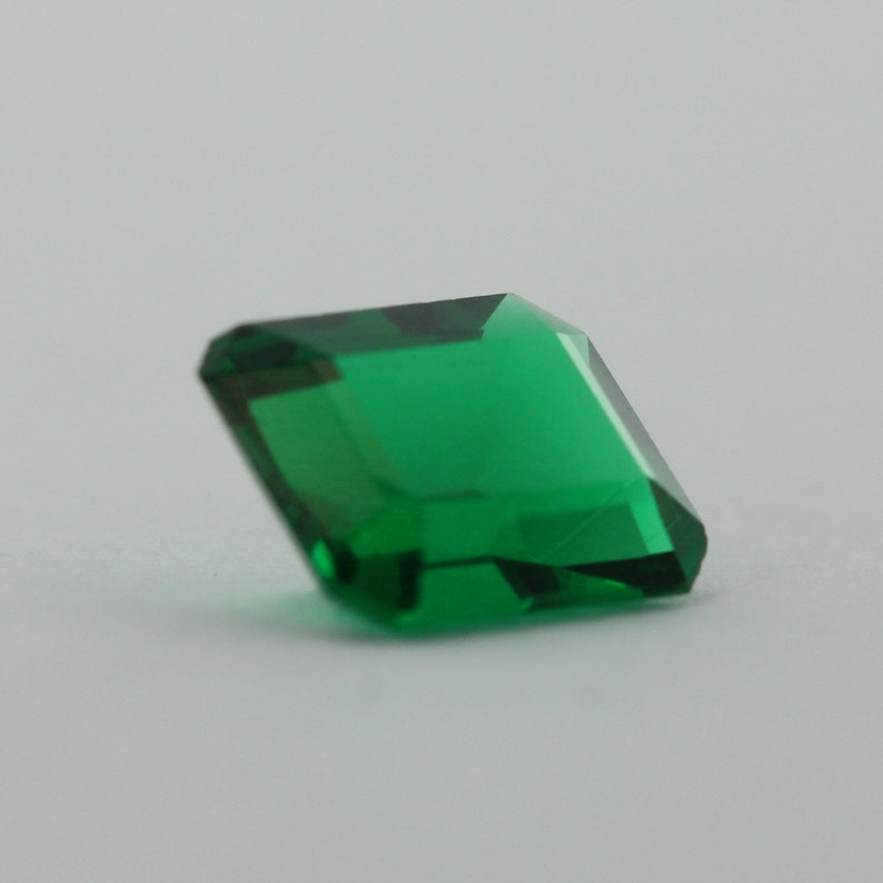 Loose Emerald Cut Emerald CZ Stone Single Green Cubic Zirconia May Birthstone 9x7mm 12x10mm image 3
