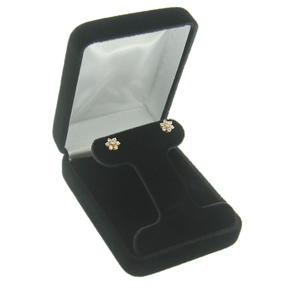 Black Velvet T-Shape Stud Earring Box Display Jewelry Gift Box Classic Style