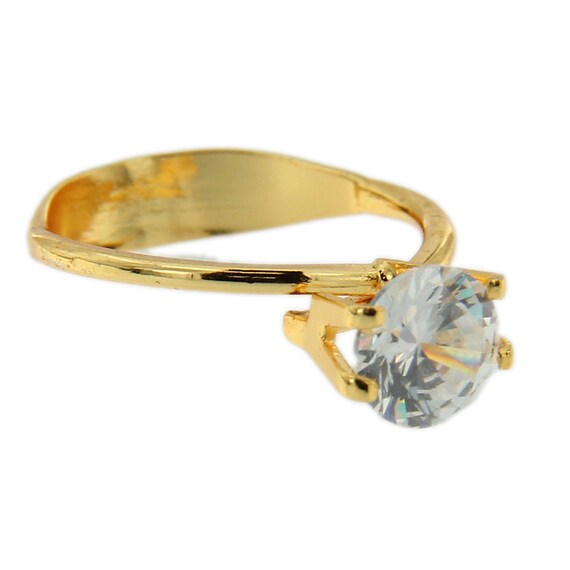 Diamond Gemstone Holder Ring Display Adjustable Prong Gold Tone