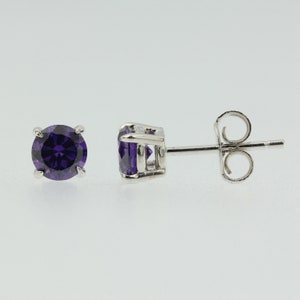 Sterling Silver 925 Birthstone Stud Earrings Round Cut CZ Womens Babys Girls Men image 3