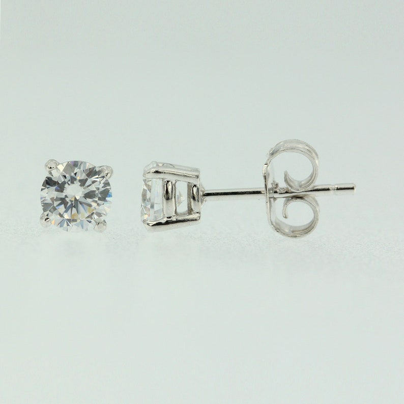 Sterling Silver 925 Birthstone Stud Earrings Round Cut CZ Womens Babys Girls Men image 5