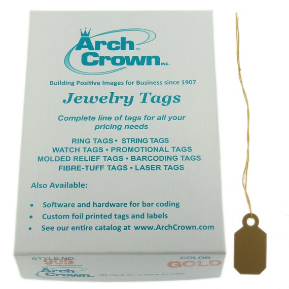 Arch Crown Square Gold Long String Jewelry Price Tags - Findings Outlet