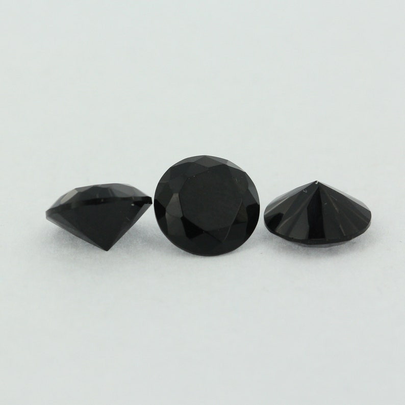 Loose Round Cut Black Onyx CZ Stone Single Cubic Zirconia Birthstone Shape 1mm 12mm image 6