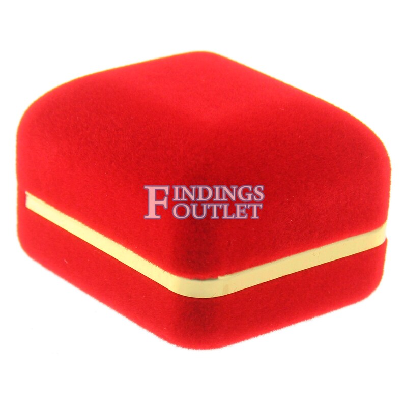 Red Velvet Engagement Ring Box Display Jewelry Gift Boxes Gold Trim 1 Dozen